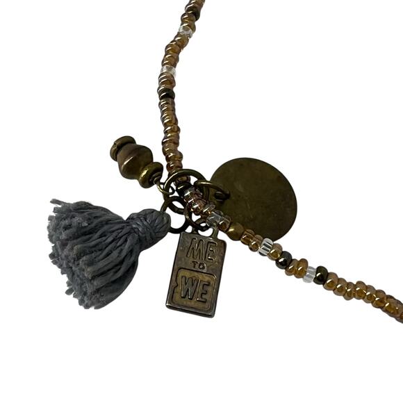 Me To We Boho Beaded Necklace with Gray Tassel & Charm Pendant - Picture 8 of 9
